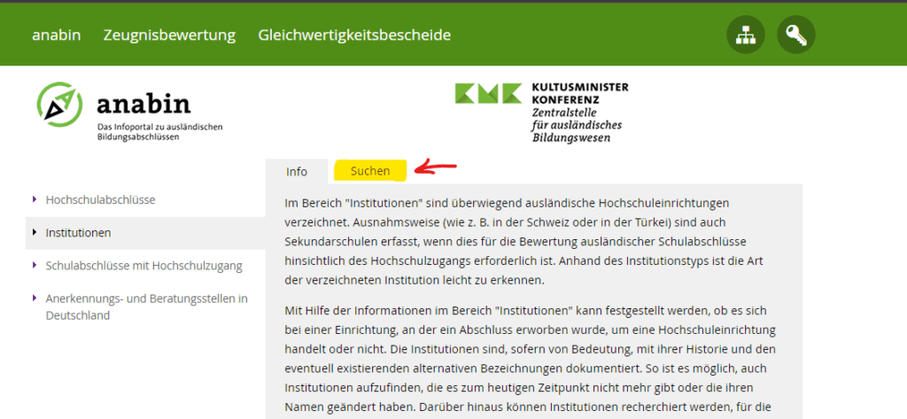 How to Check if you University is Recognized in Germany or Not? , This is the search method on the Anabin Website.