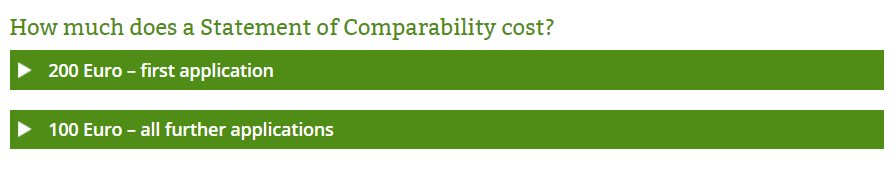 Statement of Comparability Germany