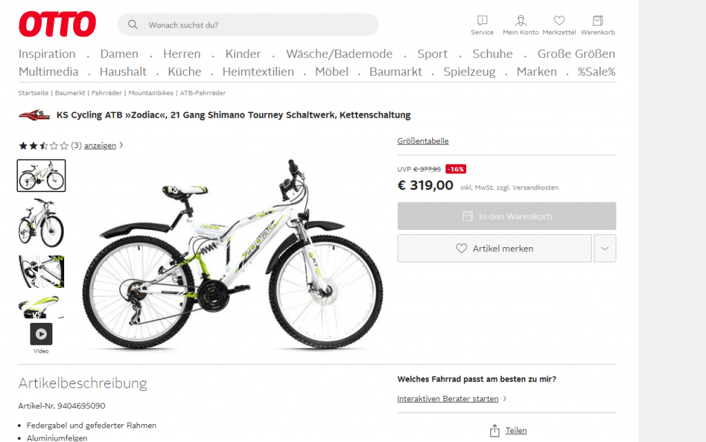 Buying Bike in Germany - Otto